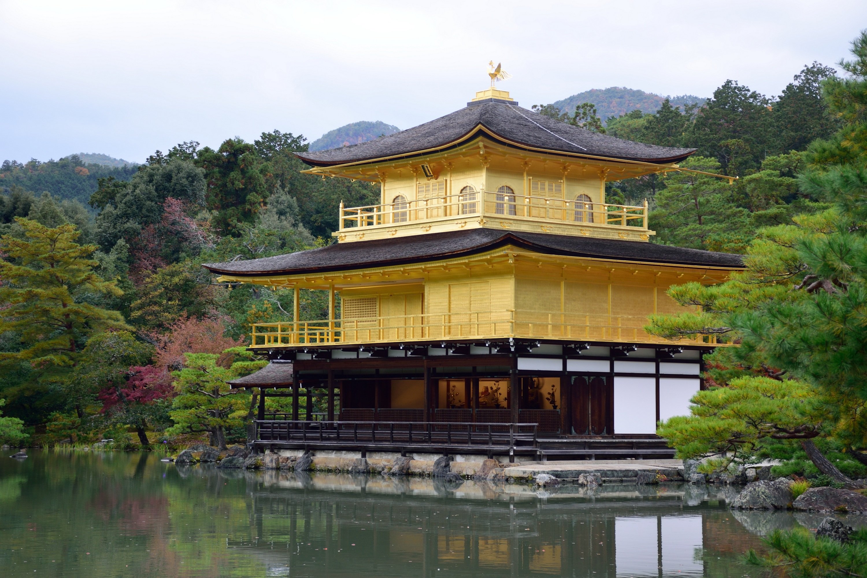 Japanese temple surrounded by trees